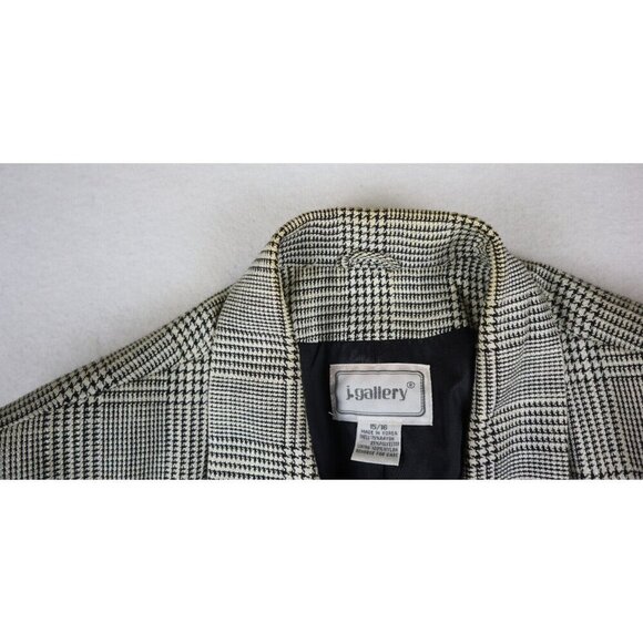 J. GALLERY - VINTAGE WOMEN'S BLACK WHITE PLAID OVERSIZED BLAZER JACKET - 15/16 - Picture 4 of 8